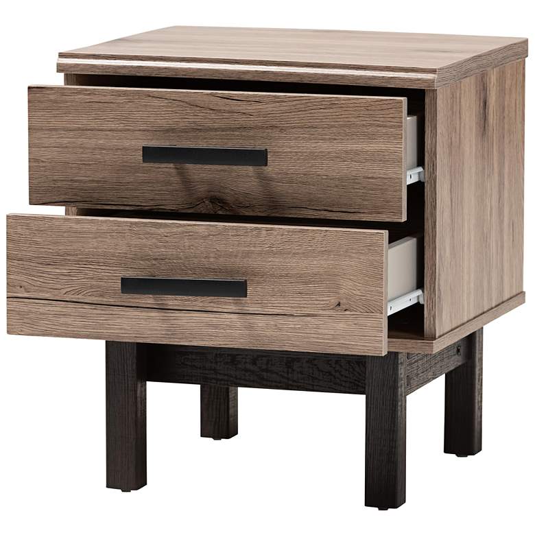 Arend 19&quot; Wide Oak Brown and Ebony Wood 2-Drawer End Table more views