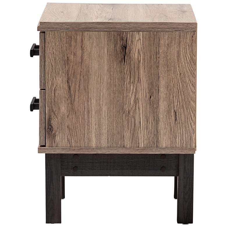 Arend 19&quot; Wide Oak Brown and Ebony Wood 2-Drawer End Table more views