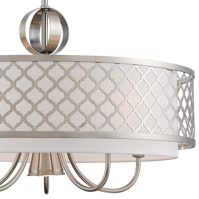 Image 3 Arabesque 24"W Brushed Nickel Drum Pendant with Downlight more views