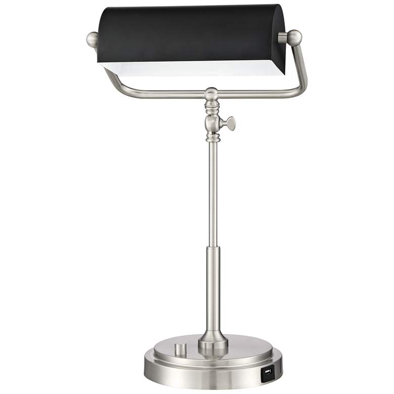 Image 3 Caileb Brushed Nickel Banker Piano LED Desk Lamp with USB more views