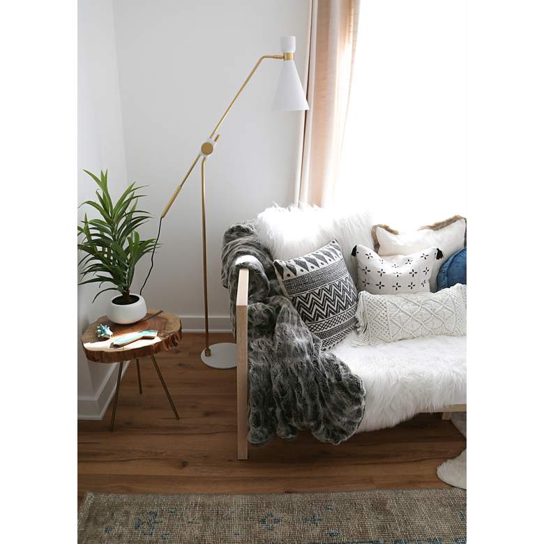 Image 6 Mitzi Willa Aged Brass and White Adjustable Arm Floor Lamp more views