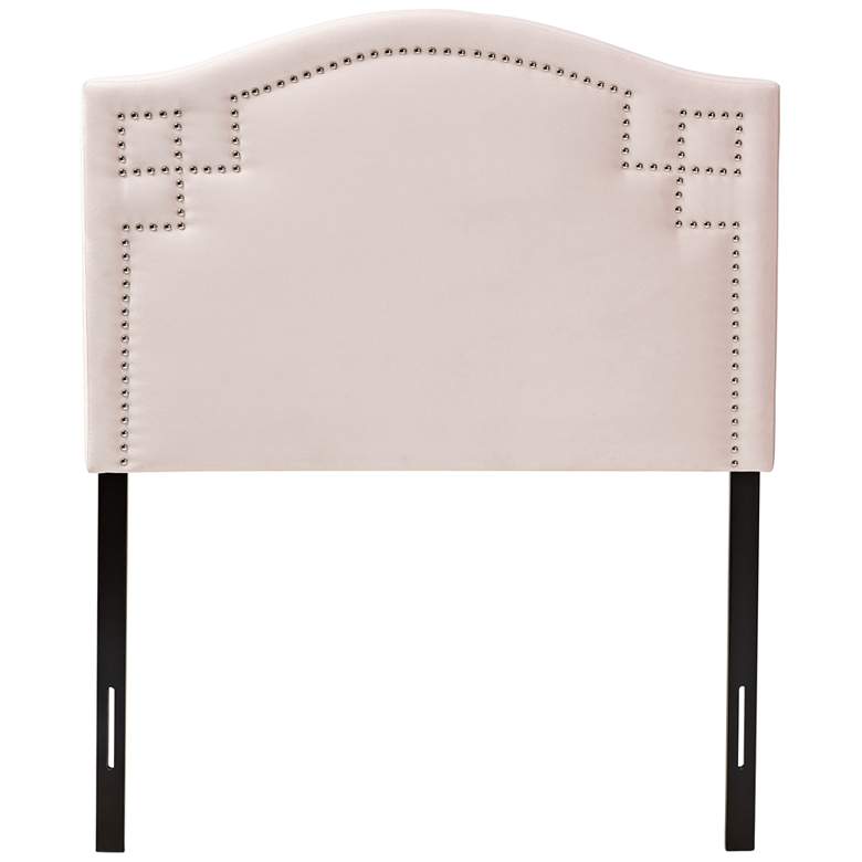 Aubrey Light Pink Velvet Fabric Upholstered Twin Headboard more views