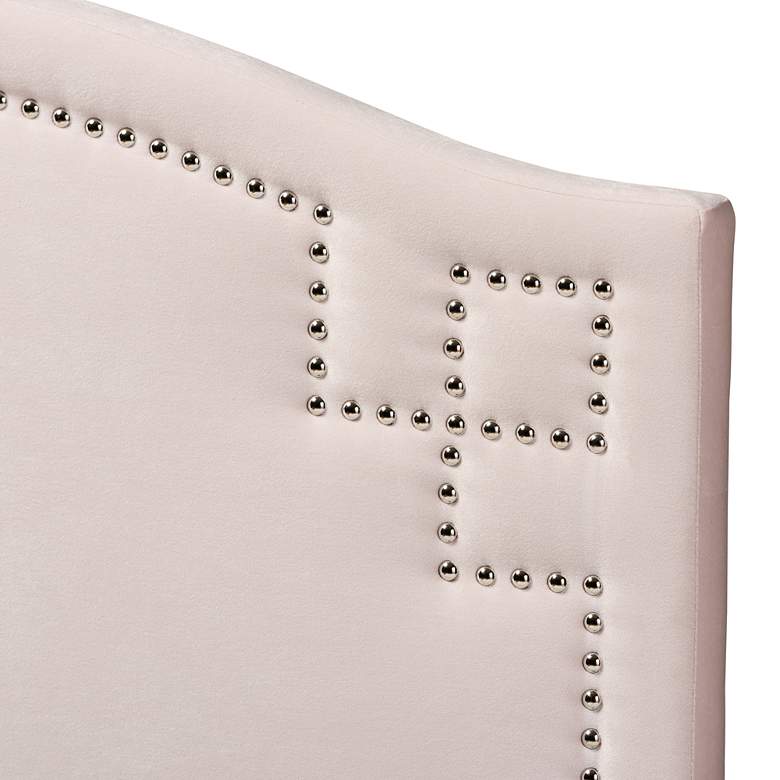 Aubrey Light Pink Velvet Fabric Upholstered Twin Headboard more views