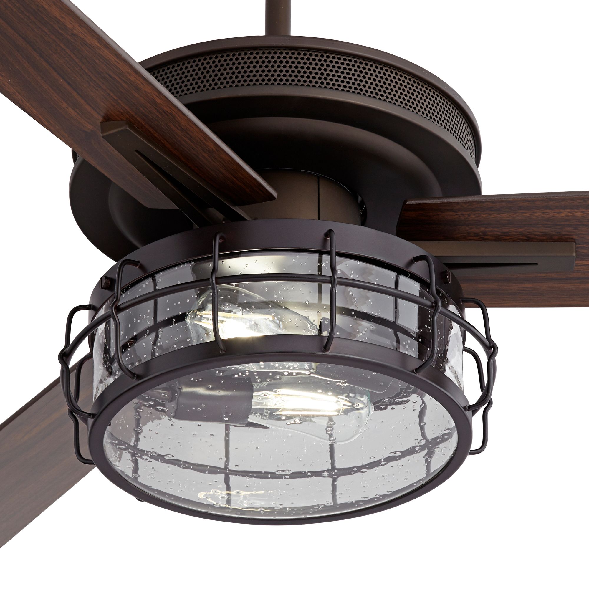 60" Taladega OilRubbed Bronze Seedy Glass LED Ceiling Fan 69Y79