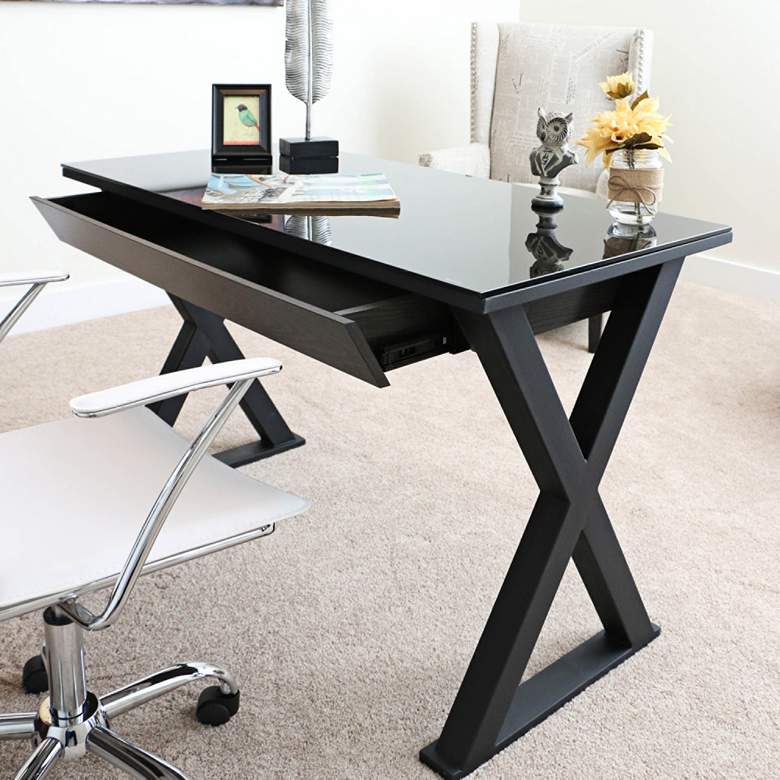Xtra 48&quot; Wide Black Finish Modern Computer Desk more views
