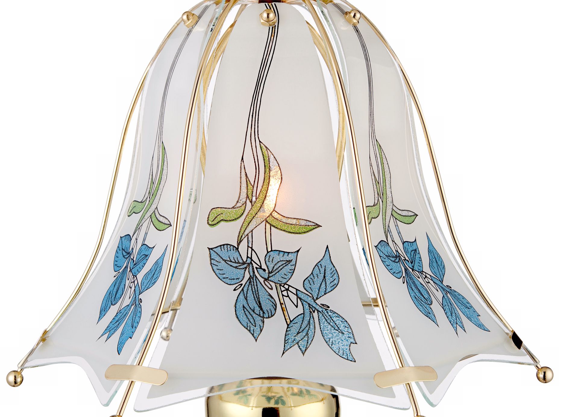 Blue Flower Shade 18" High Touch OnOff Accent Table Lamp 6C406