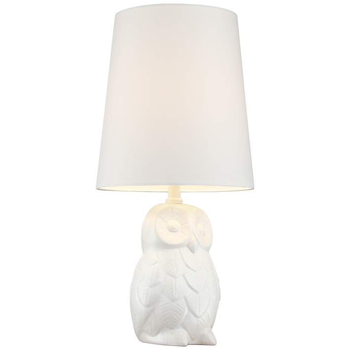 High White Ceramic Accent Table Lamp, Owl Table Lamp