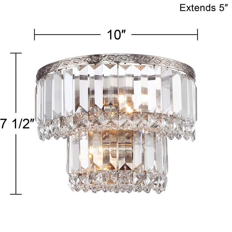 Magnificence Satin Nickel 10&quot; Wide Crystal Wall Sconce more views