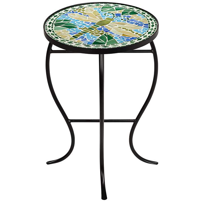 Details about   Dragonfly Mosaic Black Iron Outdoor Accent Table 