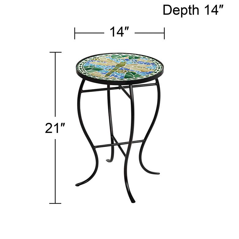 Dragonfly Mosaic Black Iron Outdoor Accent Table more views