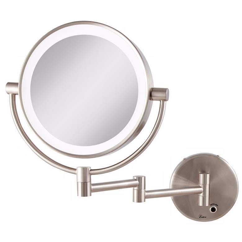 Satin Nickel Cordless LED Lighted Vanity Wall Mirror more views