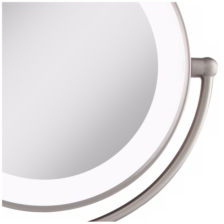 Satin Nickel Lighted LED Touch 10X Magnified Makeup Mirror 6H248