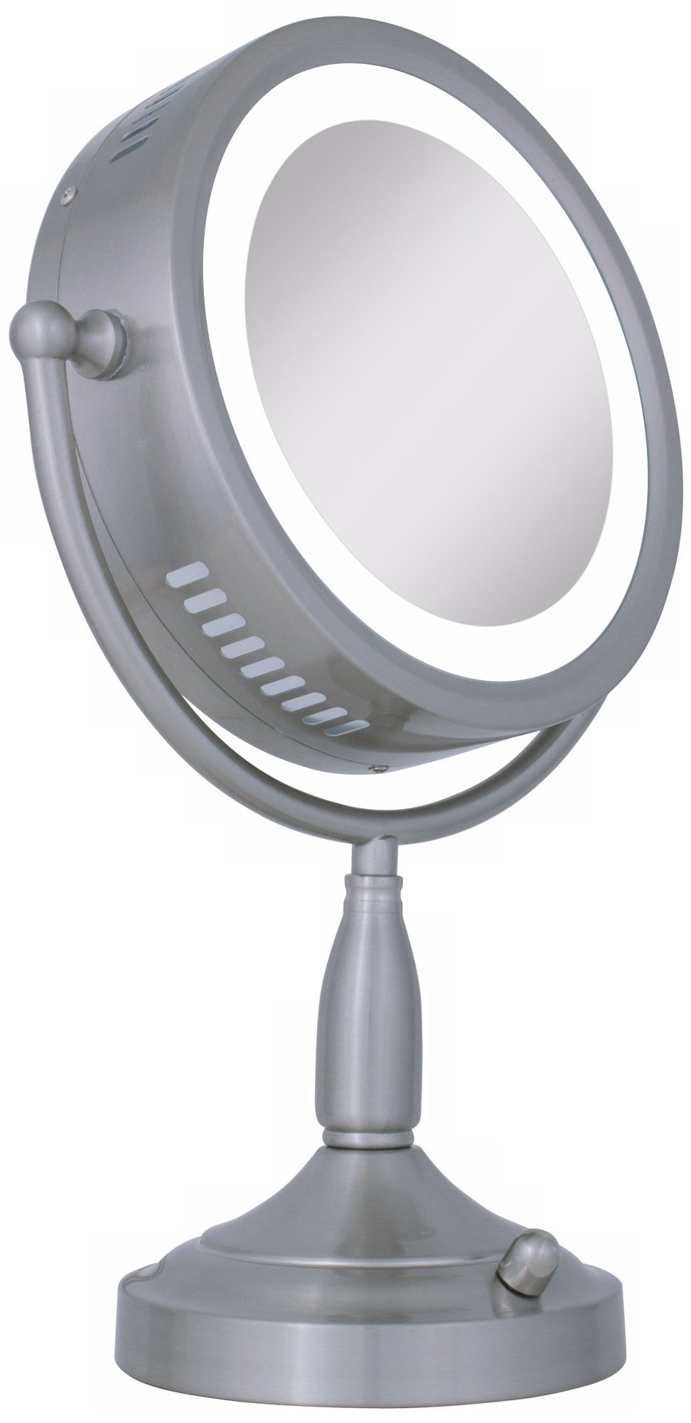 Satin Nickel DualSided Magnified Lighted Makeup Mirror 6H255 Lamps Plus