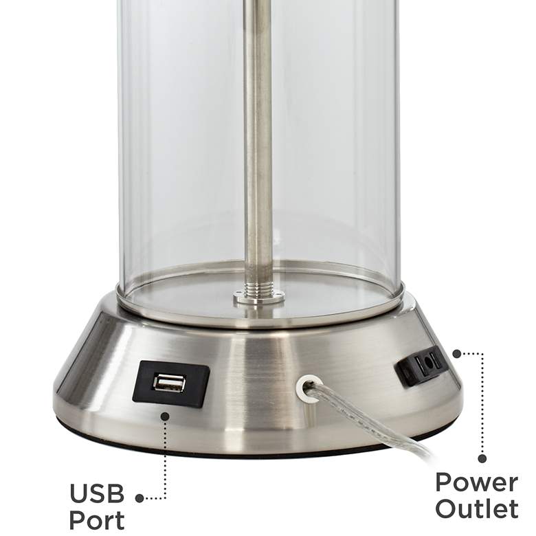 Fritz Glass Column Table Lamp with USB Port and Utility Plug more views