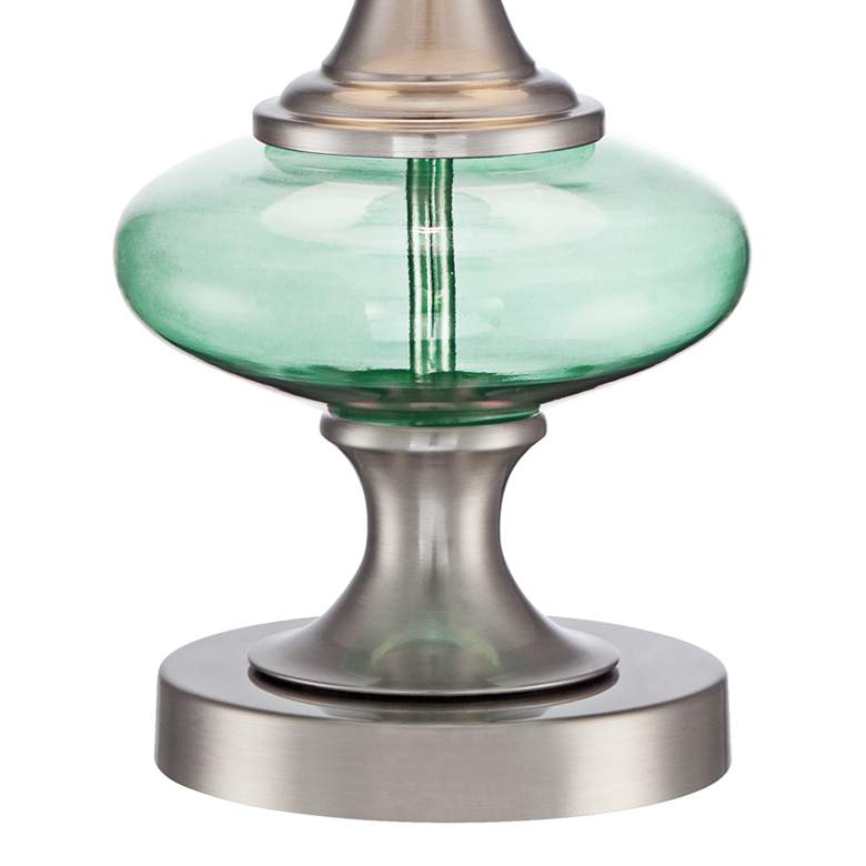 Image 5 Reiner Brushed Nickel and Blue-Green Glass Table Lamp more views