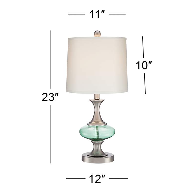Image 6 Reiner Brushed Nickel and Blue-Green Glass Table Lamp more views