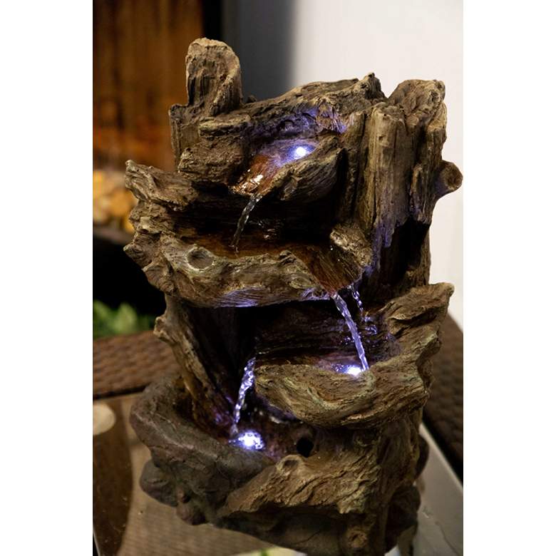 Image 6 Tiered Log LED Indoor - Outdoor 14" High Tabletop Fountain more views