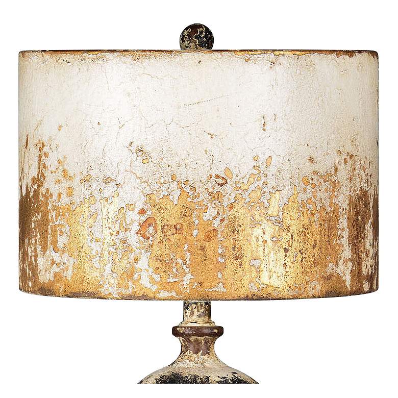 Shiloh Metal Cream, Black and Brown Weathered Rustic Table Lamp more views