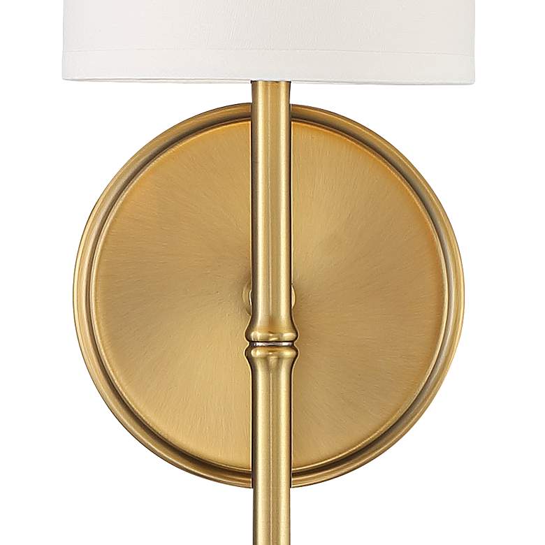 Image 4 Abigale 19 1/4"H Brass and White Fabric Shade Wall Sconce more views
