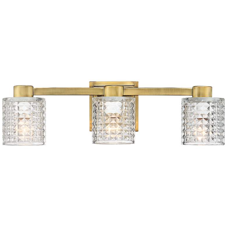 Possini Euro Sari 22&quot; Wide Glass and Gold 3-Light Luxe Bath Light more views