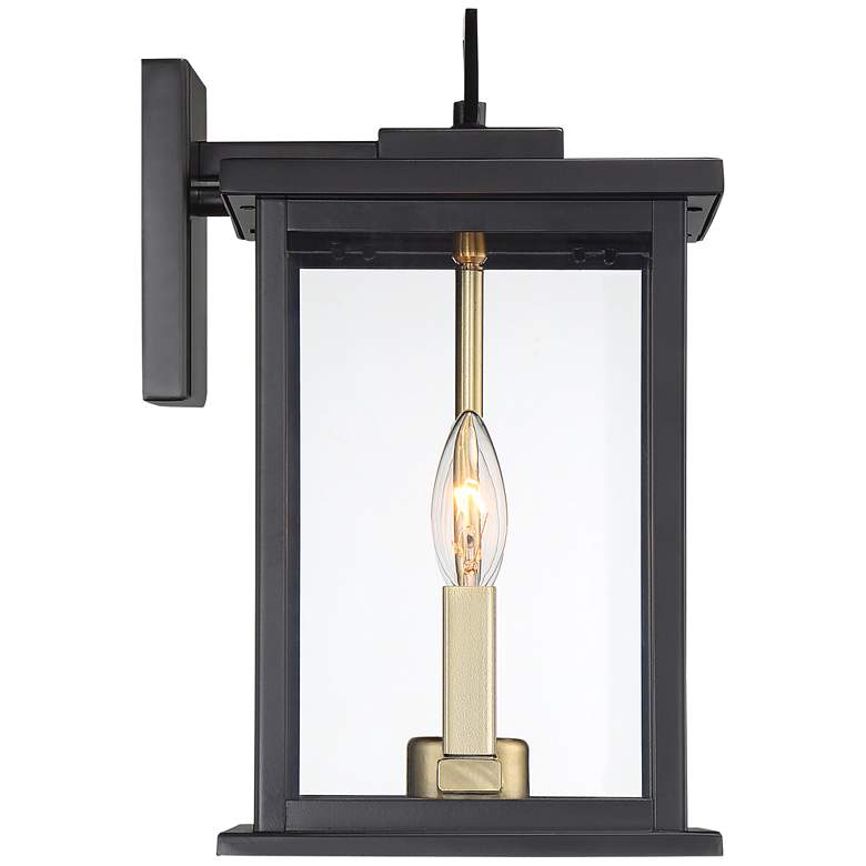 Possini Euro Ely 14&quot; High Black and Gold Outdoor Wall Light more views