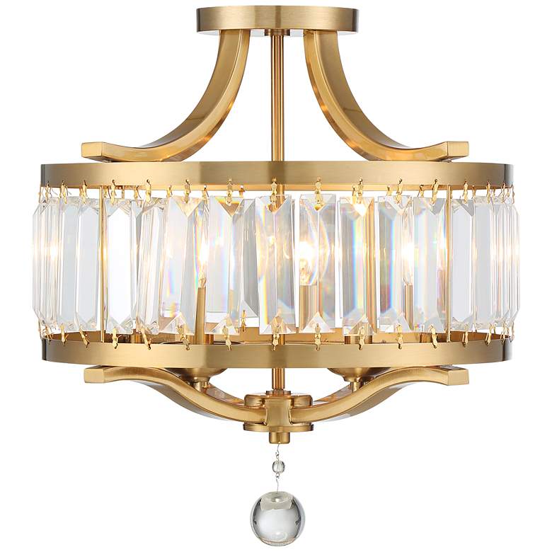 Prava 16 1/2&quot;W Crystal and Warm Brass Ceiling Light more views