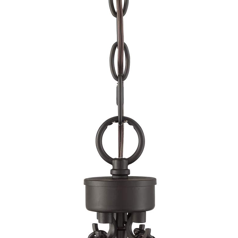 Image 4 Astor 16" Wide Bronze and Wood Grain 4-Light Entry Pendant more views