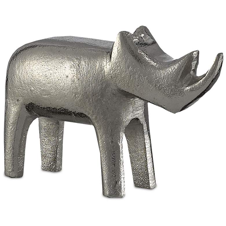 Currey and Company Kano Silver 7 1/2&quot; Wide Rhino Figurine more views