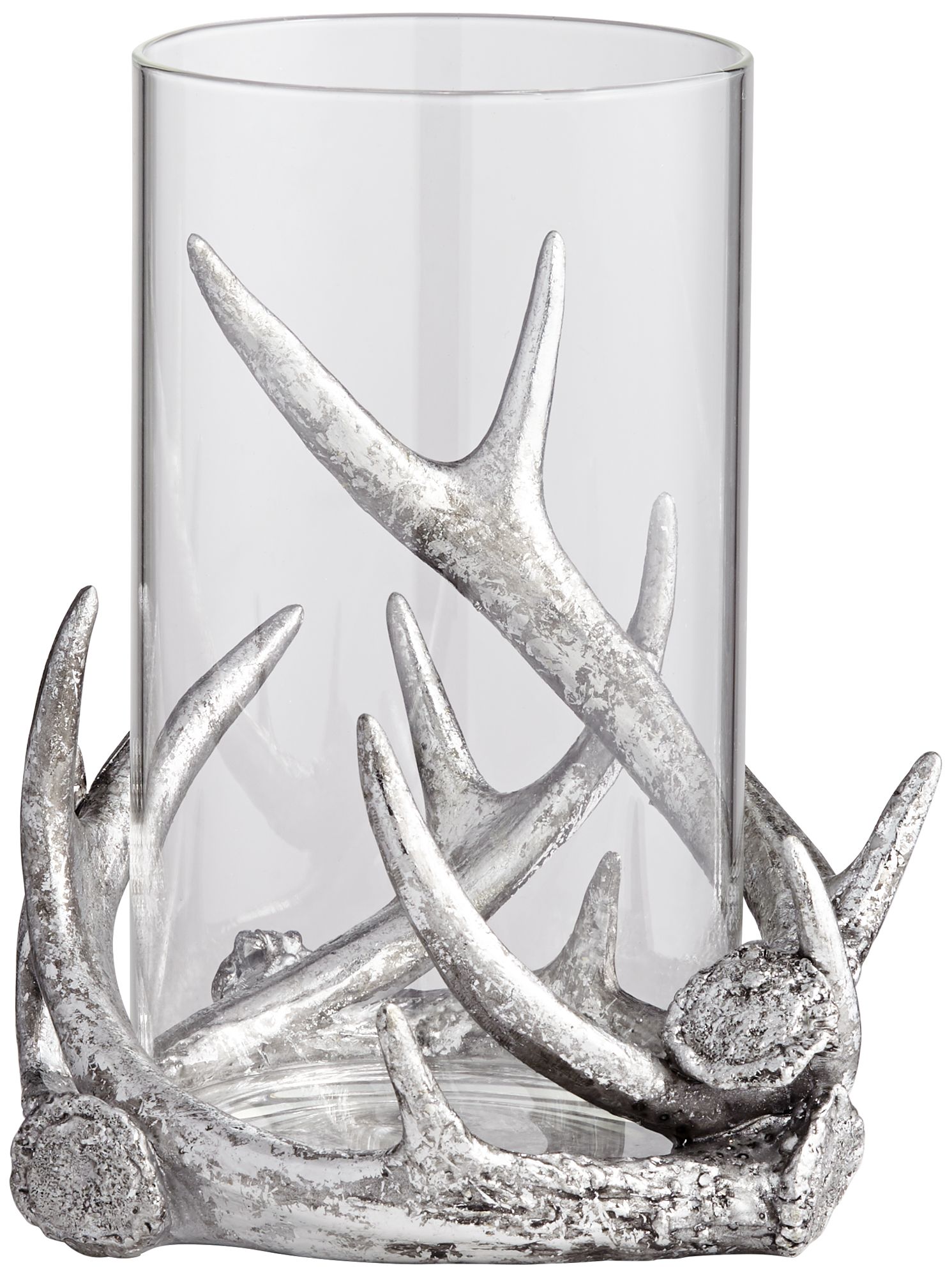 Abie Silver Antler Candle Holder with Glass Tube 71P89 Lamps Plus