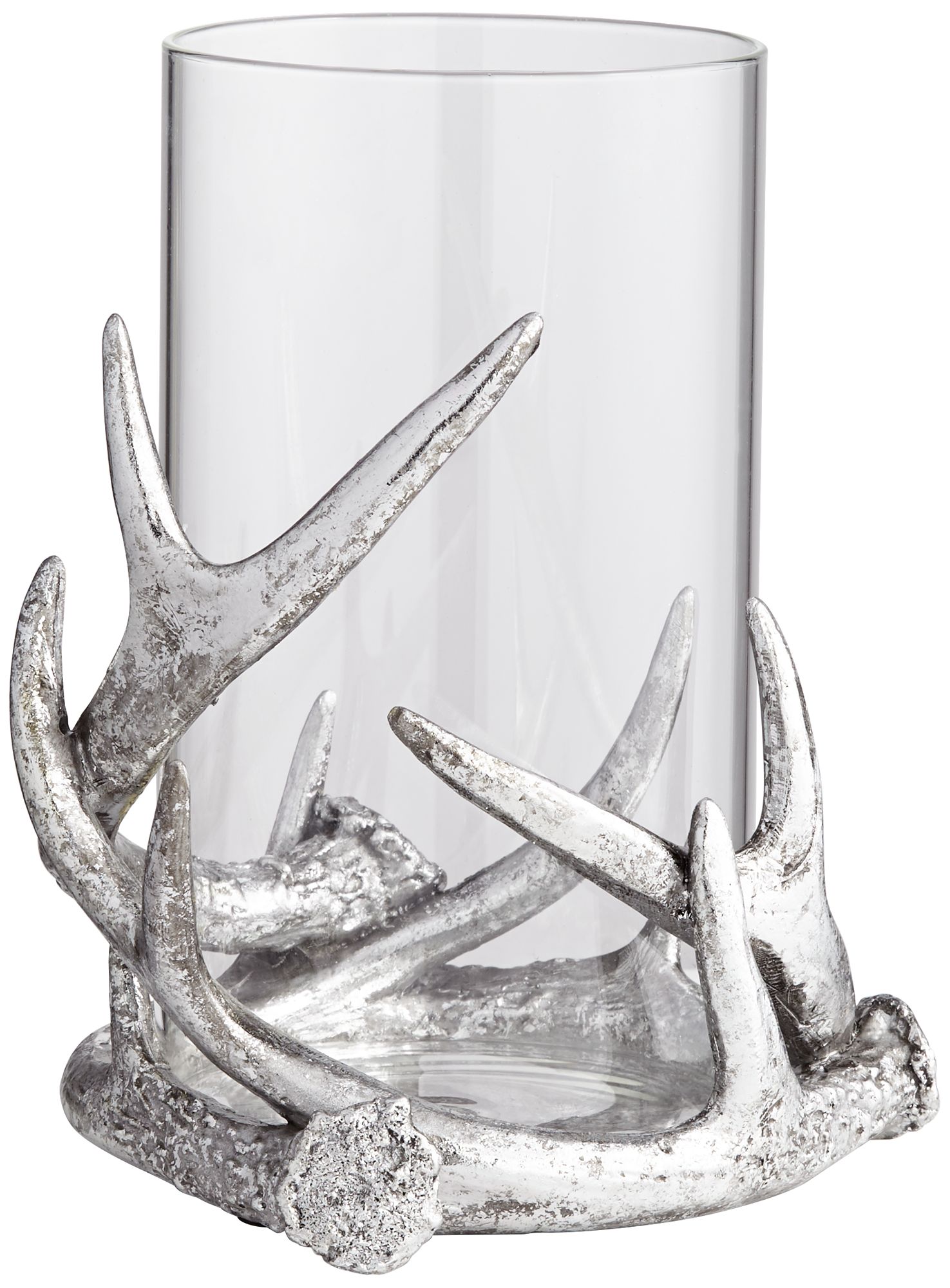 Abie Silver Antler Candle Holder with Glass Tube 71P89 Lamps Plus