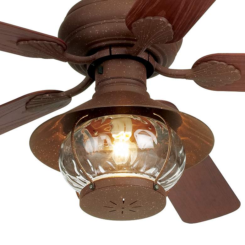 52&quot; Casa Vieja Tropical Oak Lantern Outdoor LED Ceiling Fan more views