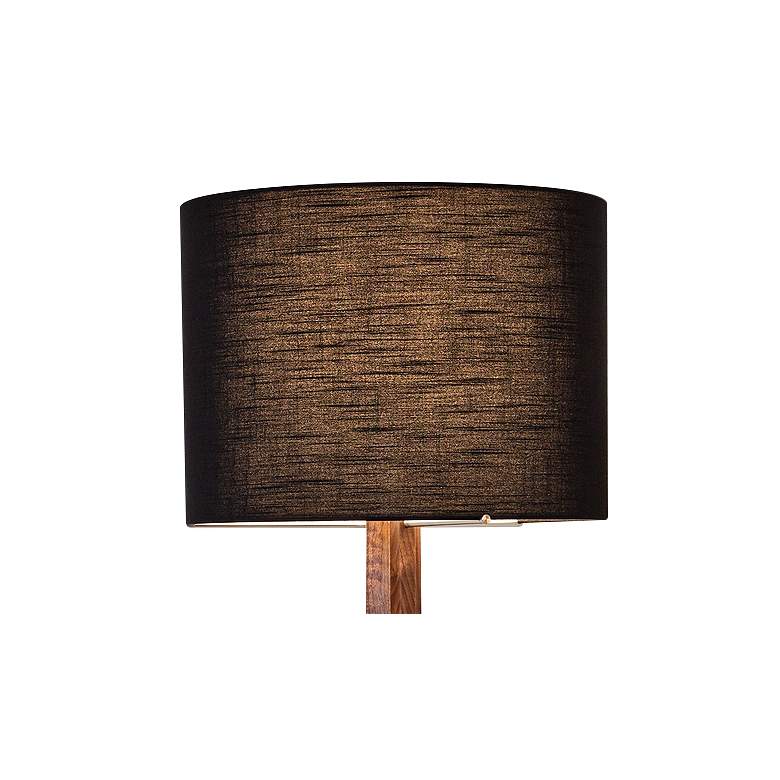 Image 2 Cerno Nauta Walnut Brass LED Tray Floor Lamp w/ Black Shade more views