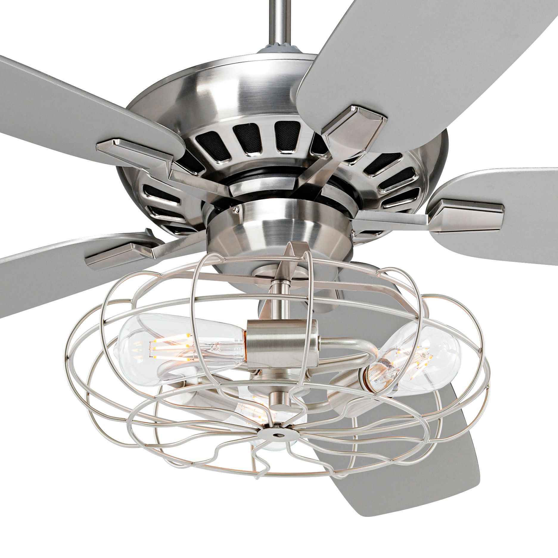 52 Journey Brushed Nickel Industrial Cage LED Ceiling Fan 71X44   71X44views1.fpx