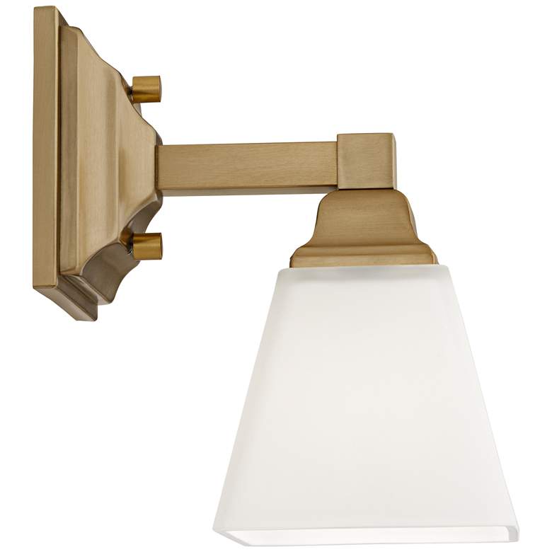 Mencino-Opal 9&quot; High Warm Brass and Opal Glass Wall Sconce more views