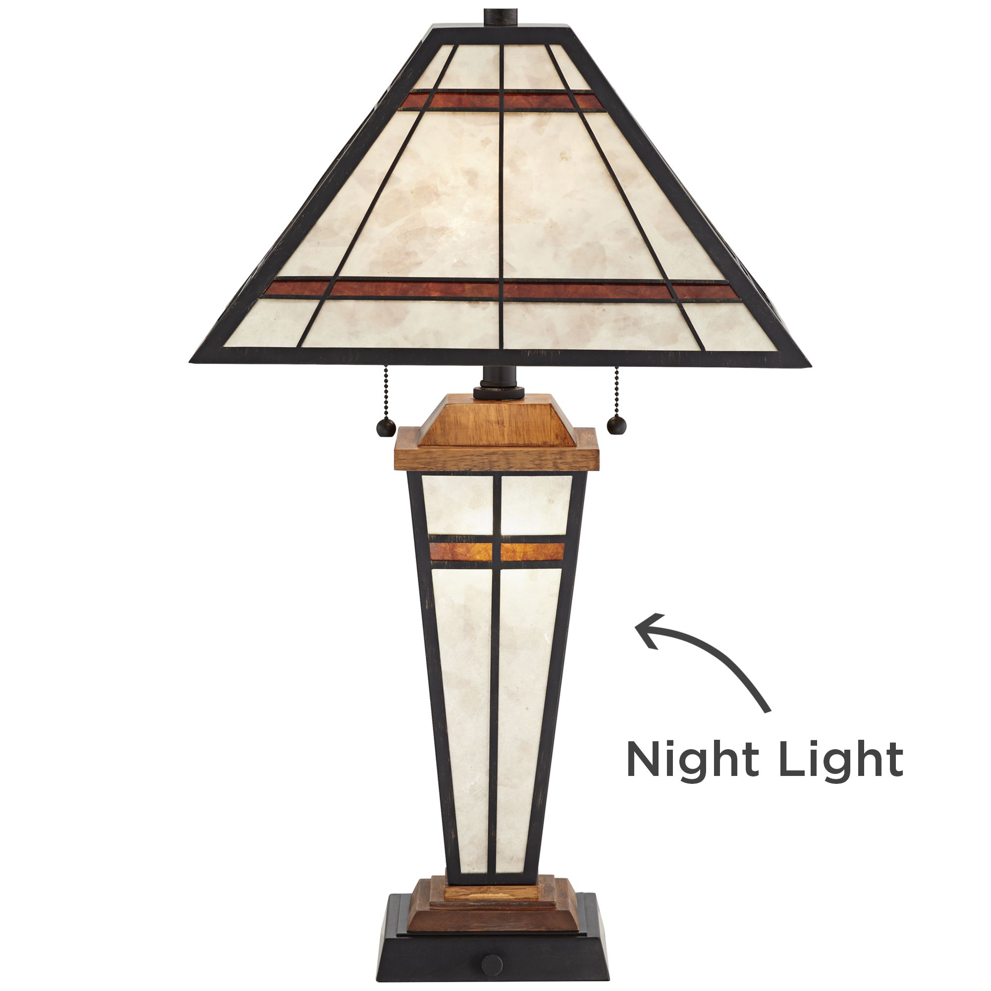 Warren Mica Farmhouse TiffanyStyle Table Lamp with LED Night Light