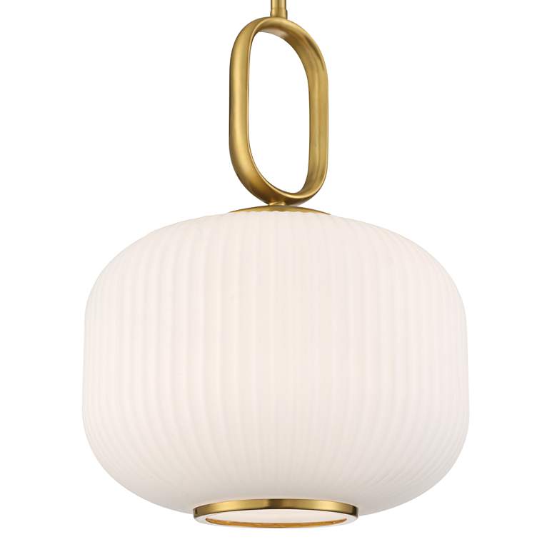 Image 3 Braxton 12" Wide Gold and Opal Glass Mini Pendant Light more views