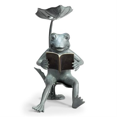 Reading Frog 18 1 2 High Birdfeeder Statue With Led Light