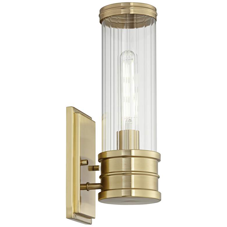 Stiffel Roslyn 15&quot;H Gold and Ribbed Glass Wall Sconce more views