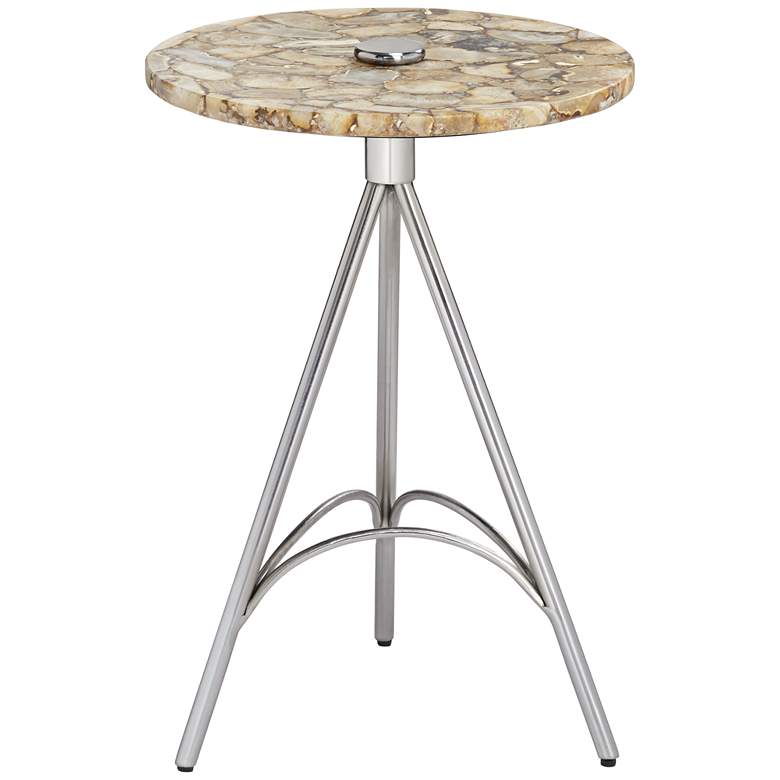 Melly 17&quot; Wide Agate and Chrome Round Accent Table more views