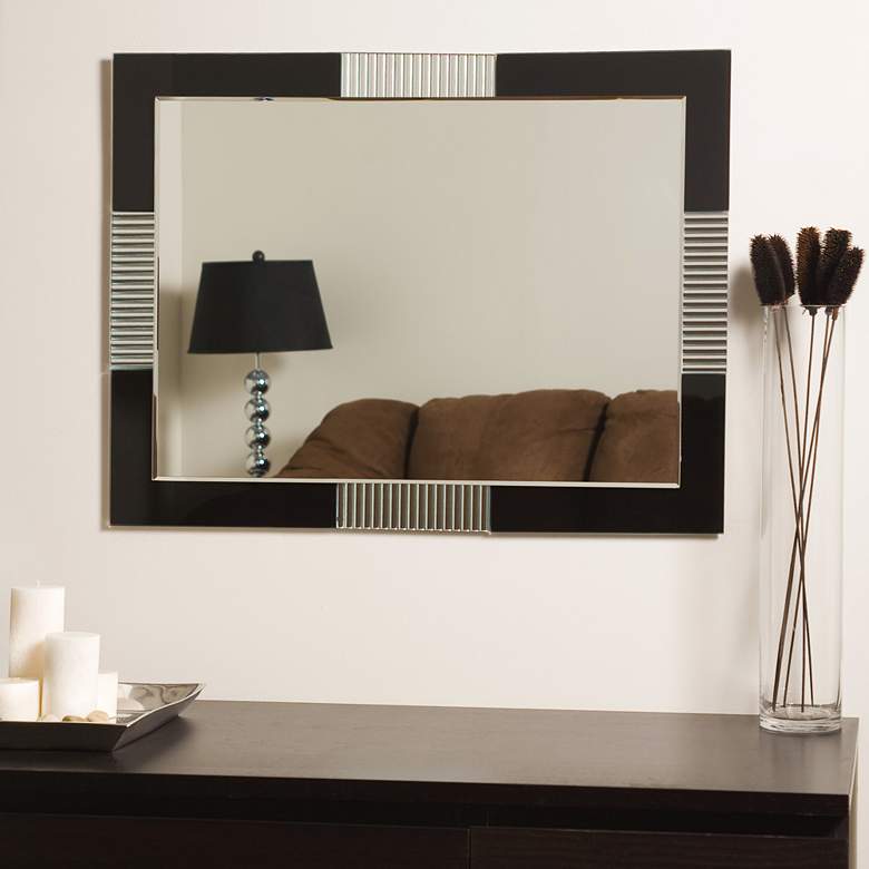 Francisco Pressed Black Glass 23 1/2&quot; x 31 1/2&quot; Wall Mirror more views