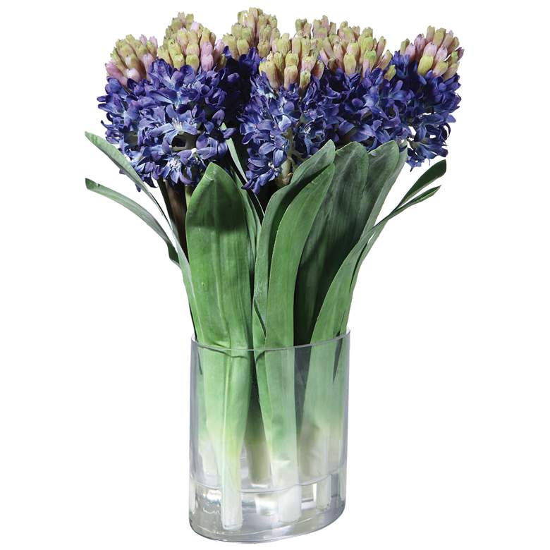 Etta 15 1/2&quot; High Blue Hyacinth Bouquet Faux Flowers in Vase more views