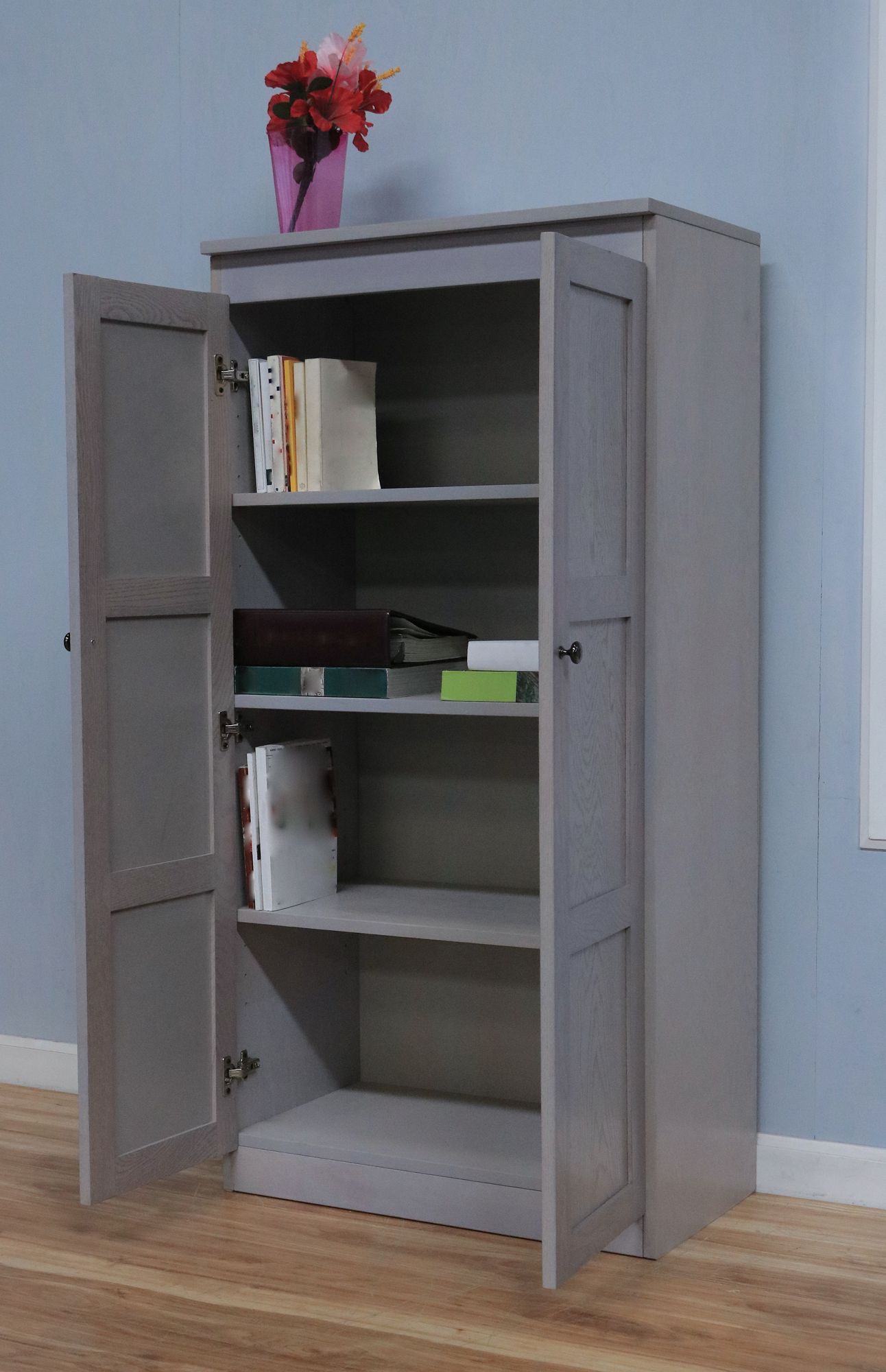 Concepts in Wood 60" High Coastal White Wood 4Shelf Storage