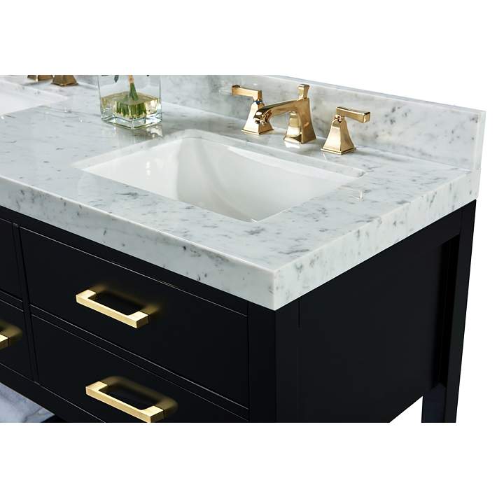 Elizabeth 48 W Onyx Black White Marble, Black Sink Vanity