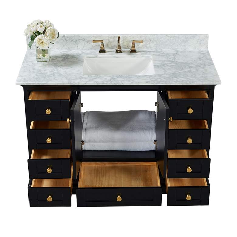 Image 3 Audrey 48"W Onyx Black and White Marble Single Sink Vanity more views