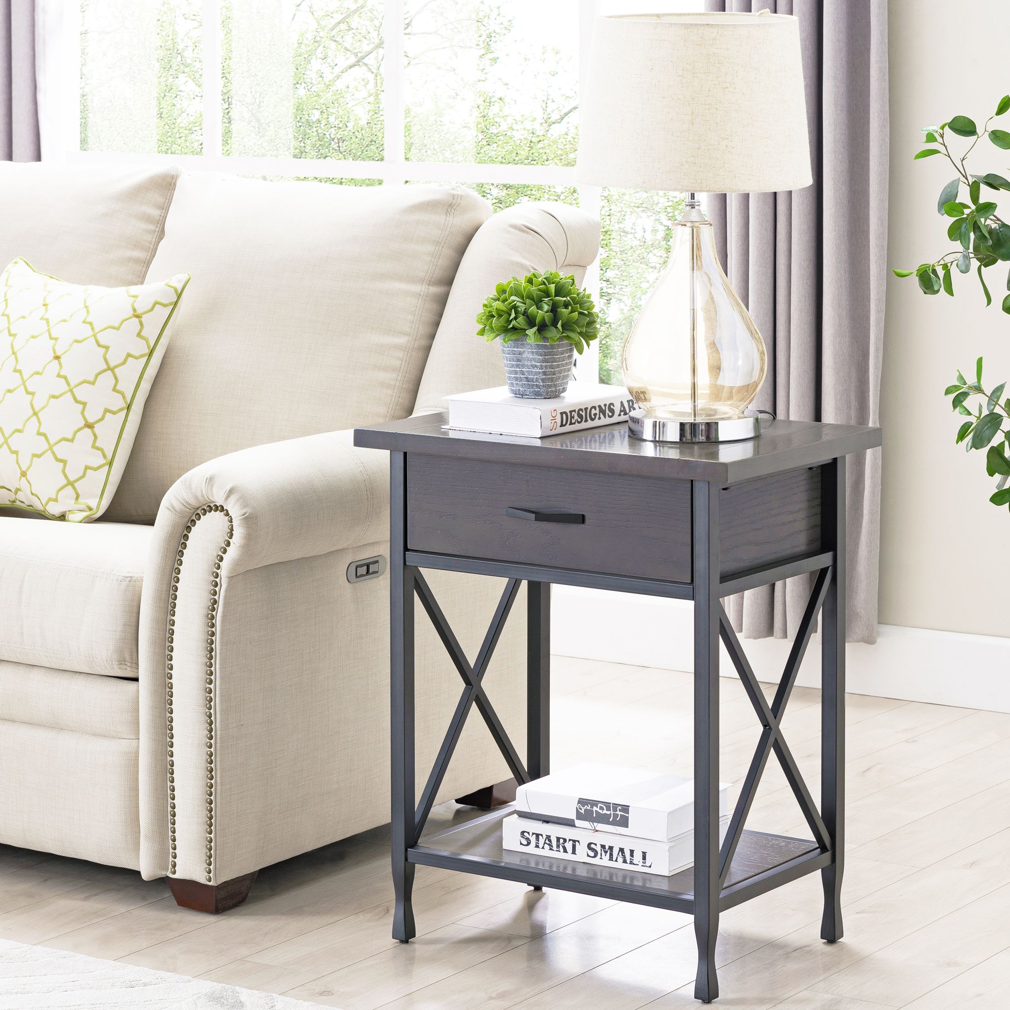 Leick 24 Wide Smoke Gray 1 Drawer Nightstand 74p70 Lamps Plus