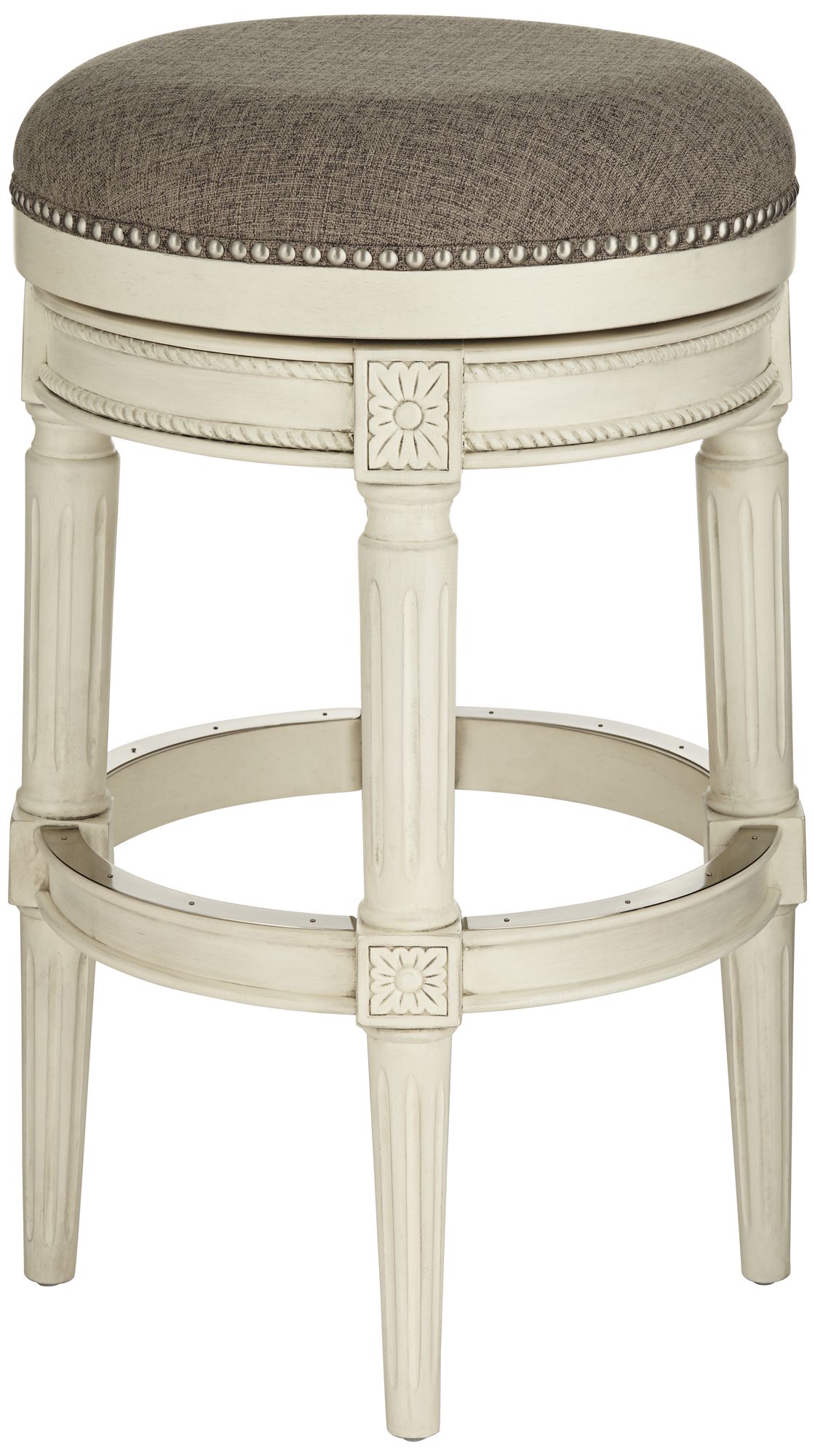 Oliver Cobblestone Gray Swivel Bar Stool 74T64 Lamps Plus