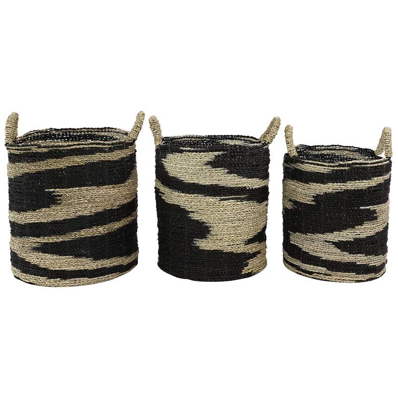 Black and Natural Woven Seagrass Storage Baskets Set of 3 more views