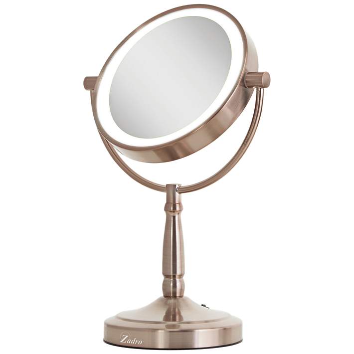 Featured image of post Gold Light Up Vanity Mirror : Features a swivel mirror with a magnified side, a lovely round gold frame and 5 original bulbs.