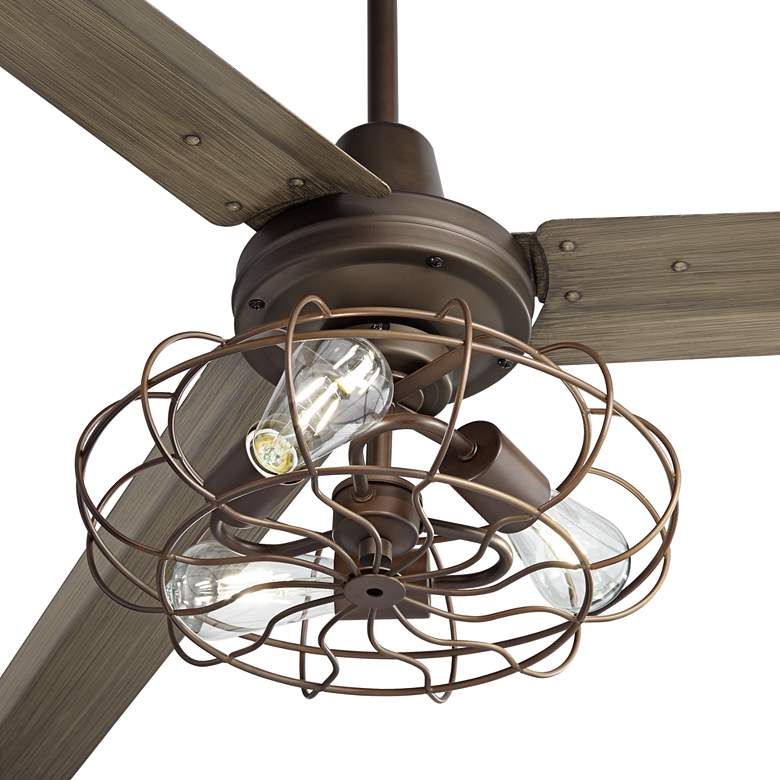 60" Turbina AC Bronze Vintage Cage LED Ceiling Fan ...