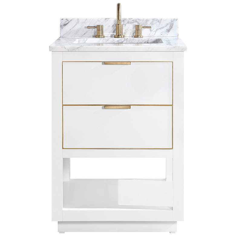 Allie 25&quot; Wide White with Carrara Marble Single Sink Vanity more views